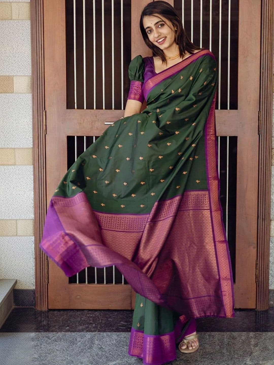 revika Woven Design Zari Art Silk Designer Kanjeevaram Saree thumbnail 7