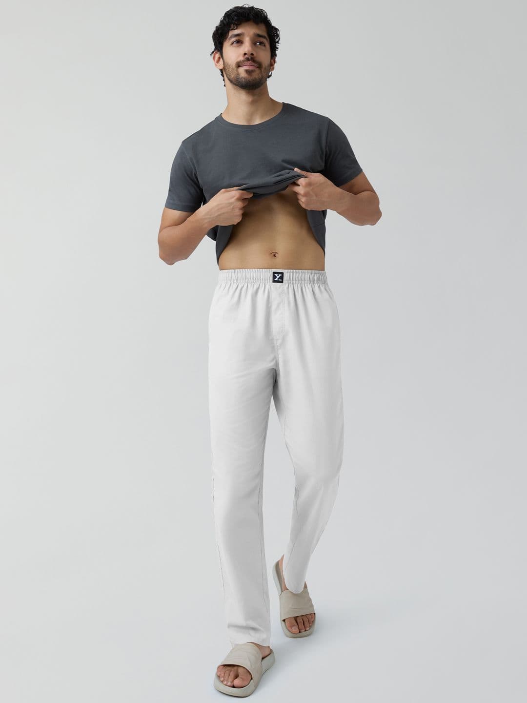 XYXX Solid Mid-Rise Cotton Lounge Pants thumbnail 19
