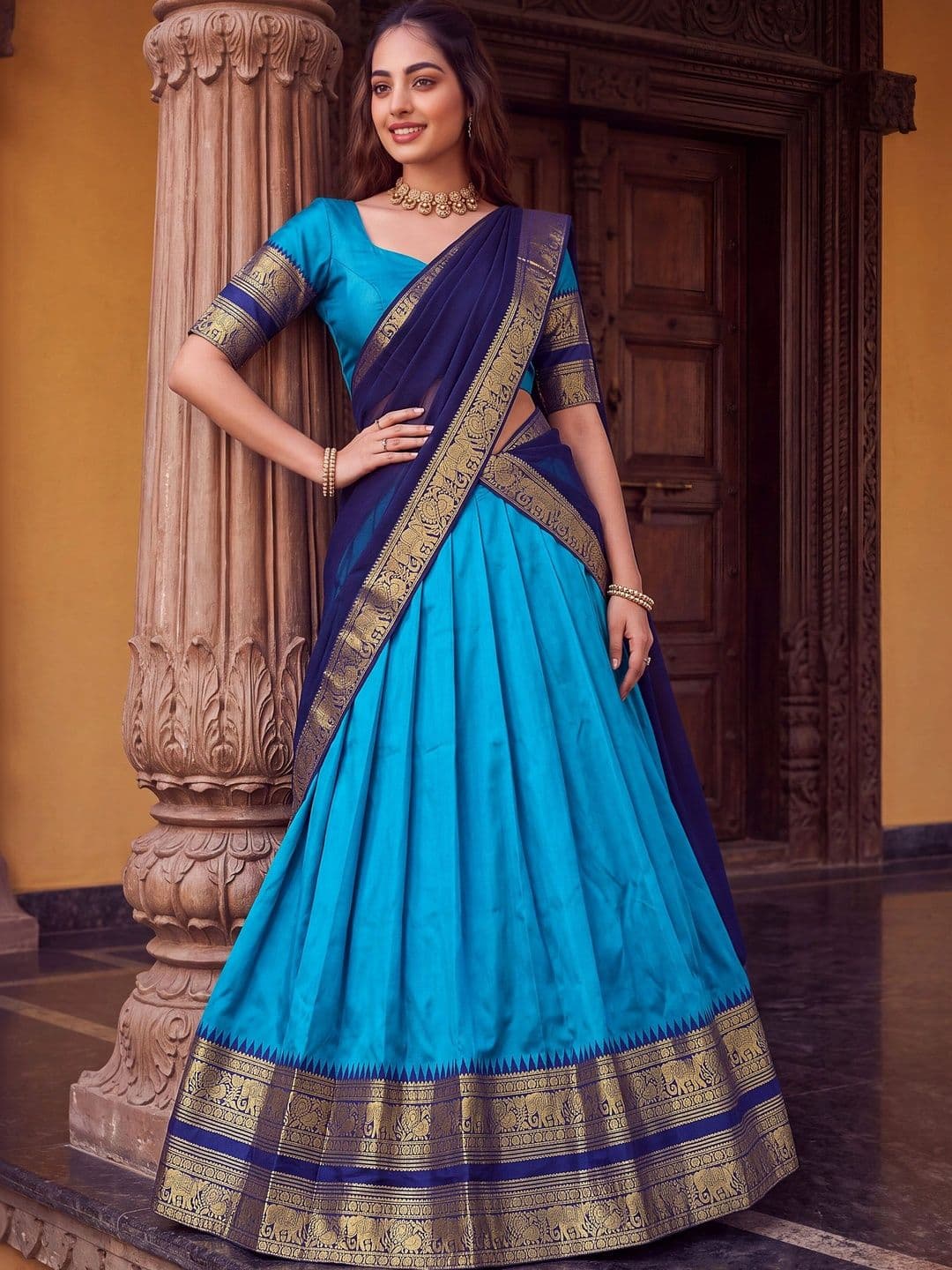 GULDORI Ready to Wear Lehenga & Unstitched Blouse With Dupatta thumbnail 6