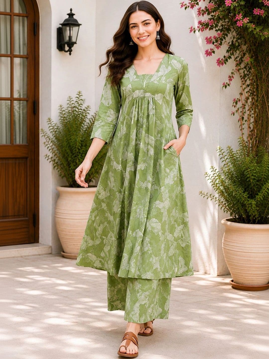HIVA TRENDZ Women Floral Printed Empire Kurta with Palazzos thumbnail 5