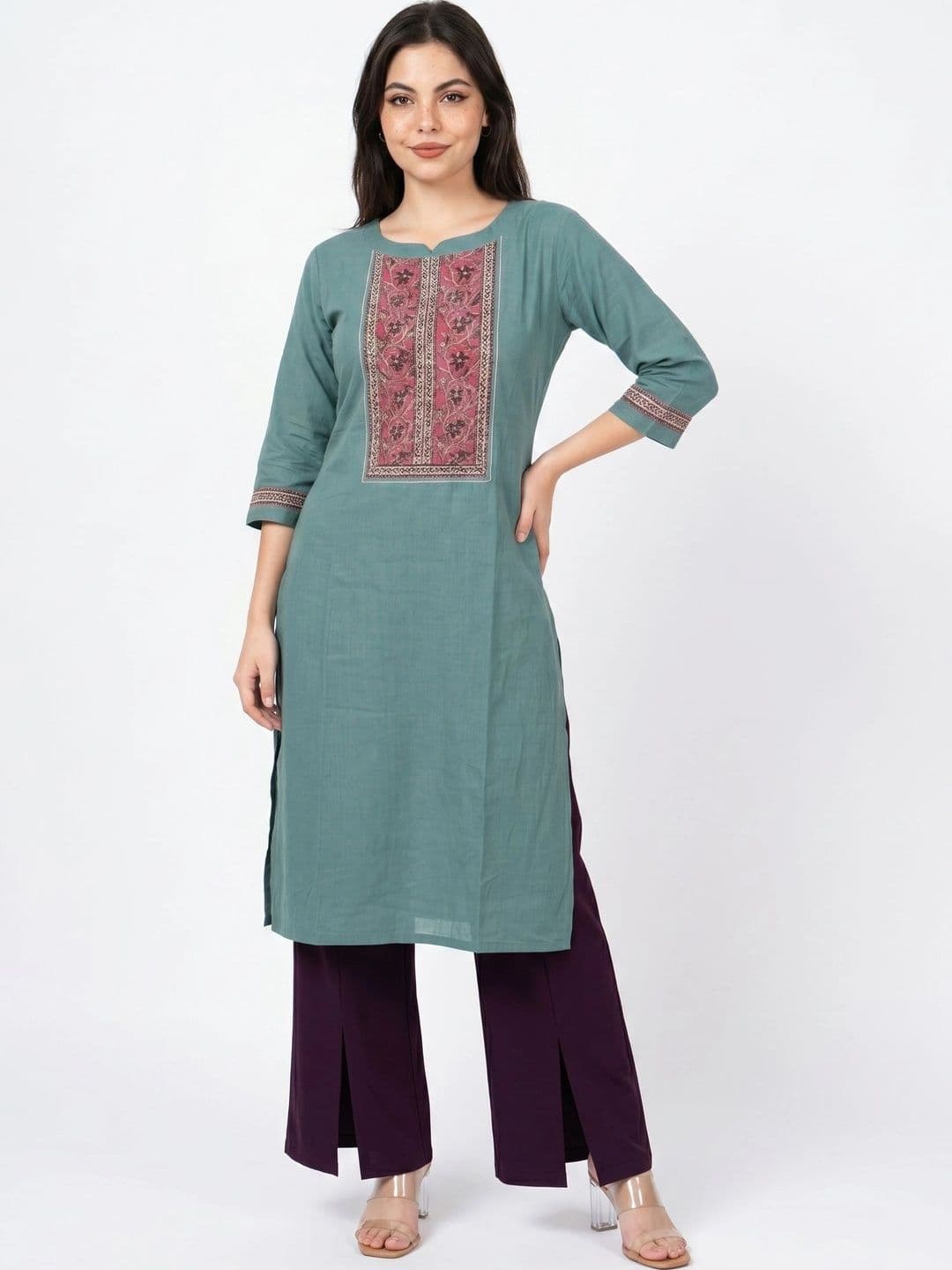 Pehroam Women Ethnic Motifs Embroidered Mirror Work Handloom Kurta - view 1