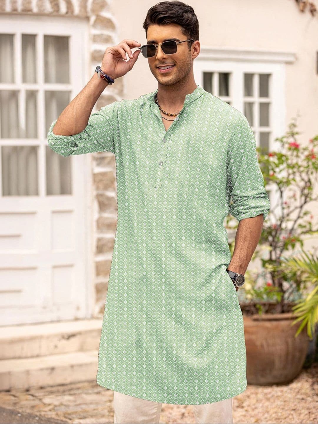 Anouk Men Geometric Embroidered Kurta thumbnail 3
