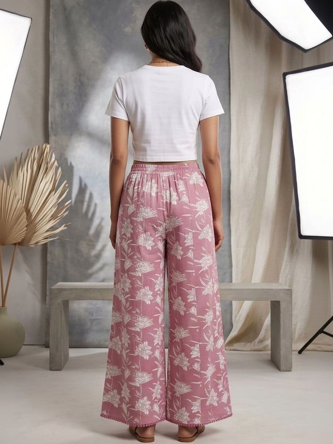 AVEE FASHION Women Floral Printed Knitted Ethnic Palazzos thumbnail 3