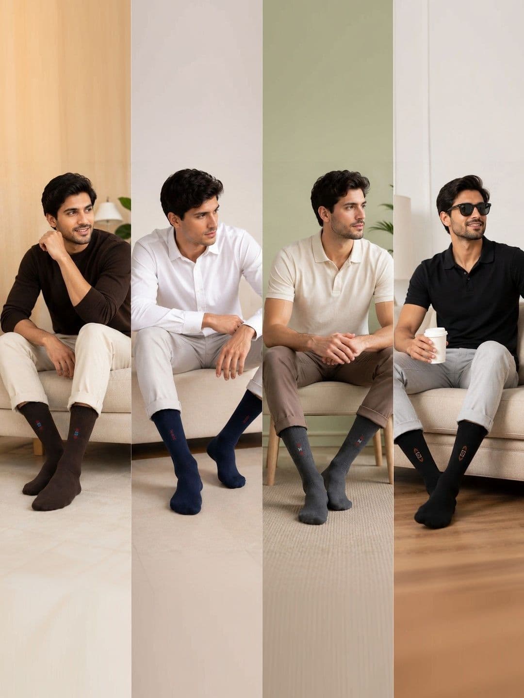 SHOPCASH Men Pack of 5 Cotton Assorted Above Ankle Socks thumbnail 4