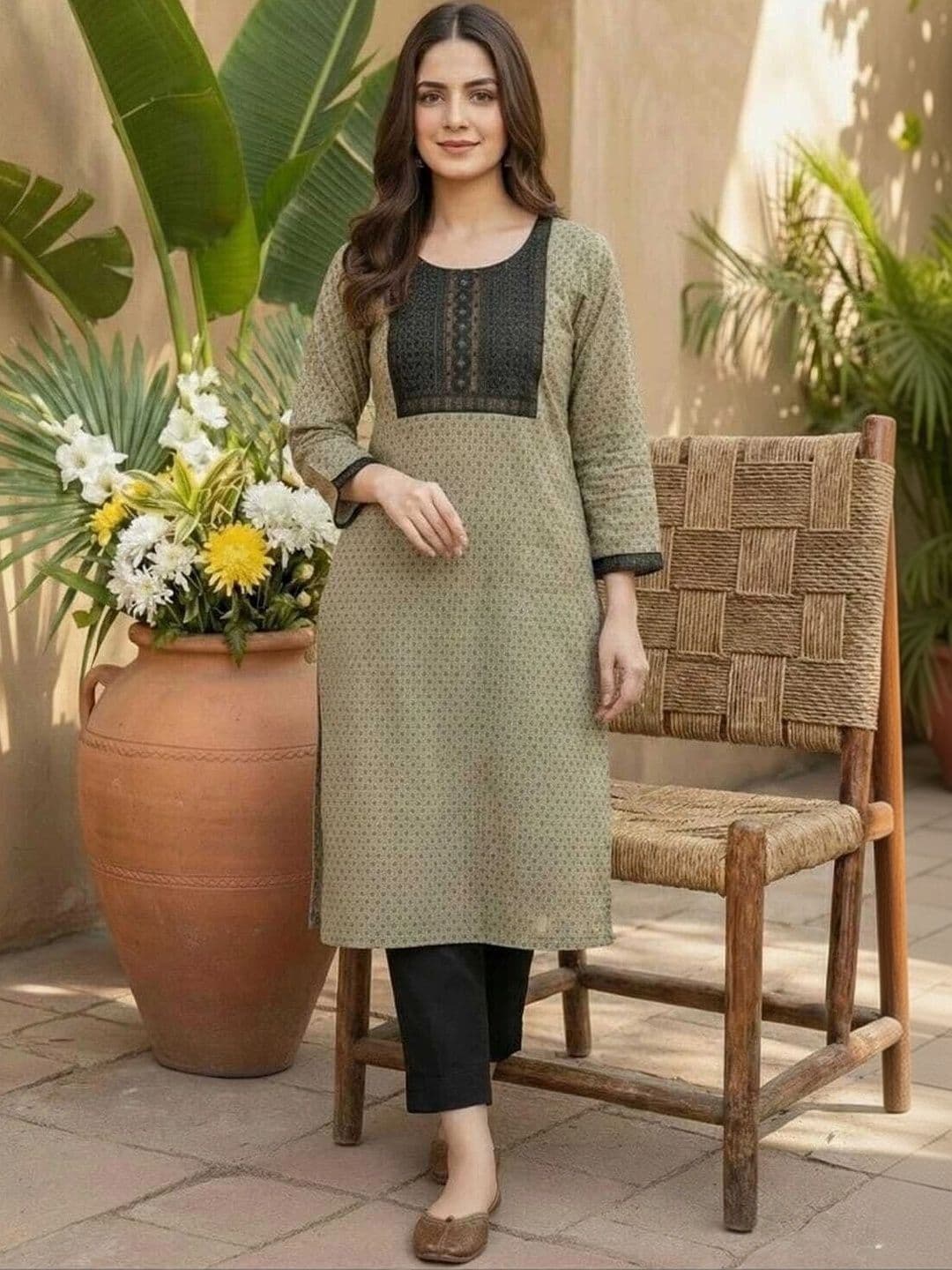 Sypher Boutique Women Ethnic Motifs Printed Regular Thread Work Pure Cotton Kurta with Trousers & With thumbnail 7