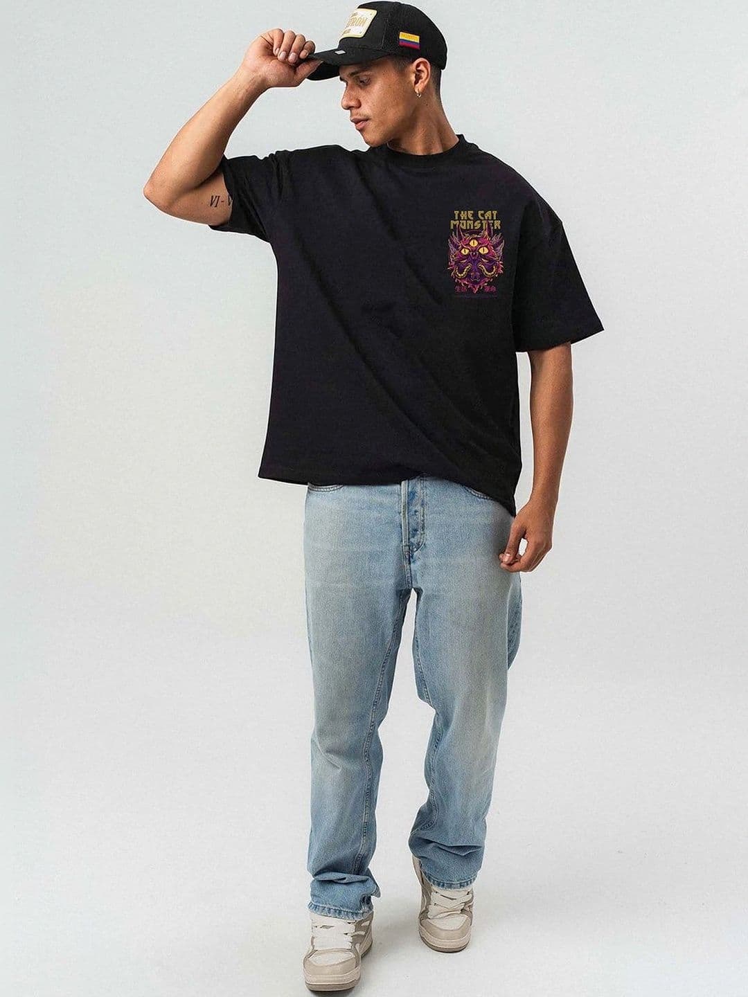 Mast & Harbour Men Printed Drop-Shoulder Sleeves T-shirt thumbnail 4