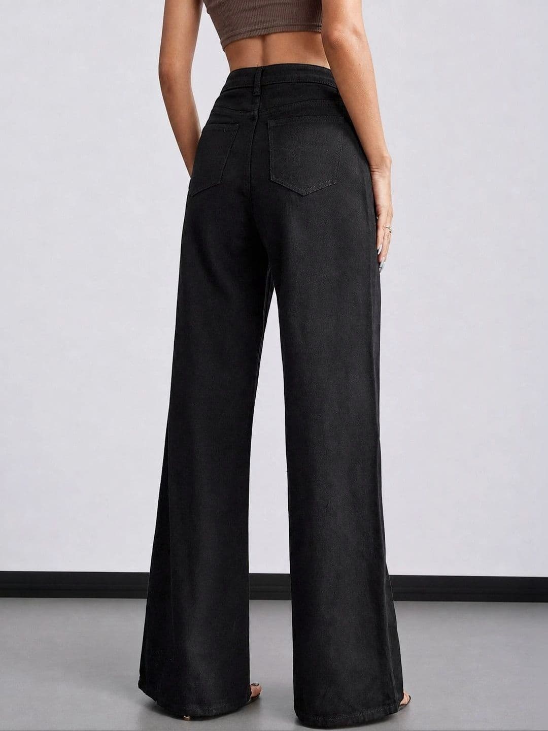 The Roadster Lifestyle Co Women Pure Cotton No Fade Clean Look Wide Leg Jeans thumbnail 5