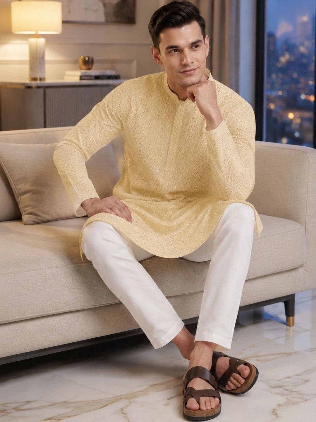 Anouk Men Ethnic Motifs Embroidered Sequinned Kurta thumbnail 4
