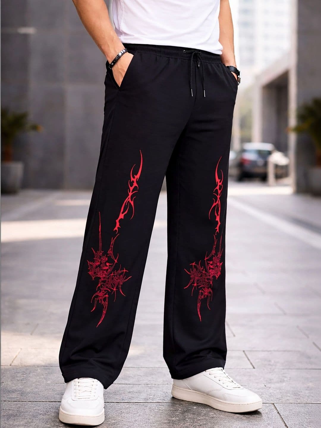 HERE&NOW Men Regular Fit Abstract Track Pants thumbnail 4