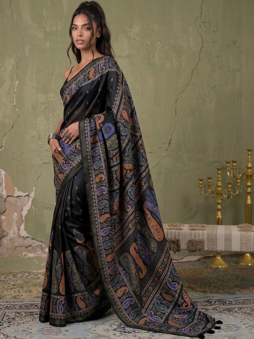 SAARA Paisley Zari Silk Blend Saree - view 1