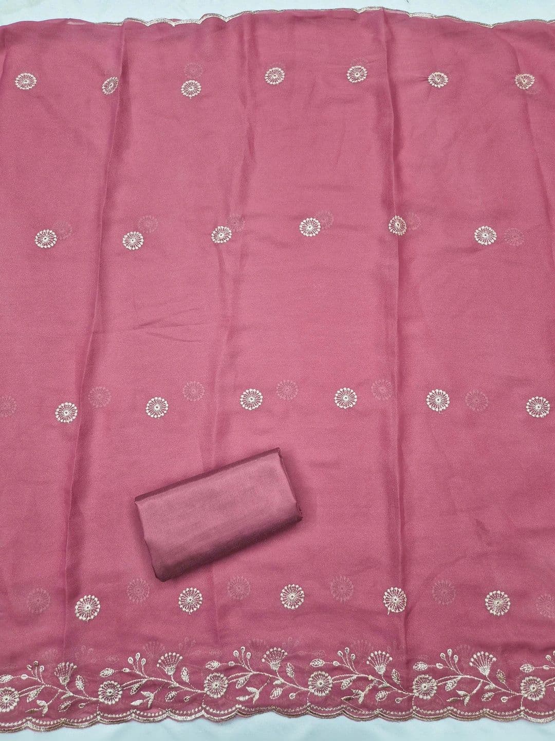 KALINI Embroidered Silk Georgette Semi-Stitched Dress Material thumbnail 2
