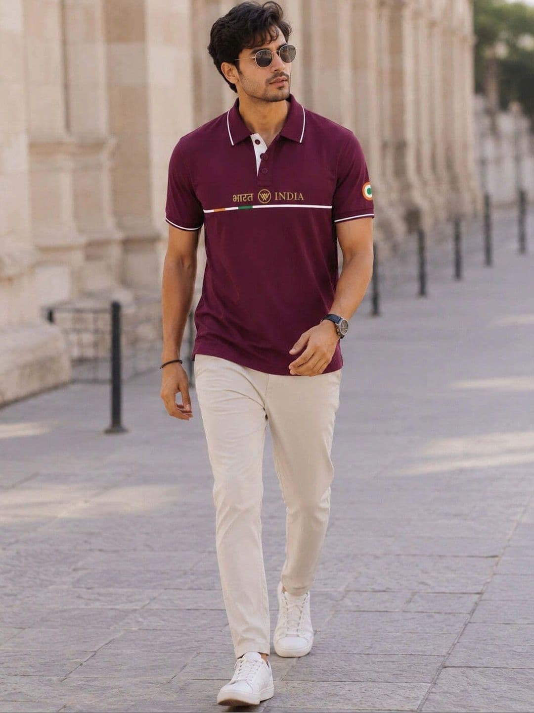 Warrior World Men Typography Printed Polo Collar Pure Cotton T-shirt thumbnail 6