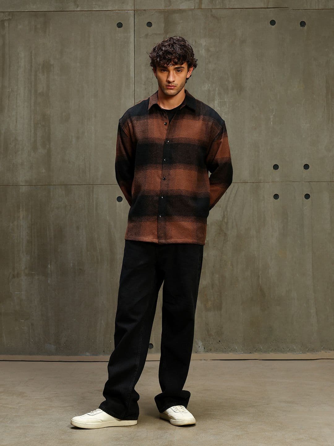 CAHOOT Men Yarn Dyed Brushed Buffalo Checks Oversized Casual Shirt thumbnail 7