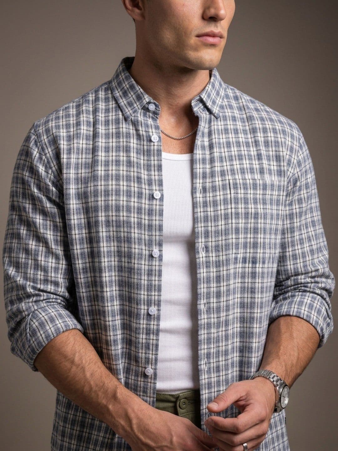 glitchez Pure Cotton Checked Relaxed Fit Casual Shirt thumbnail 2