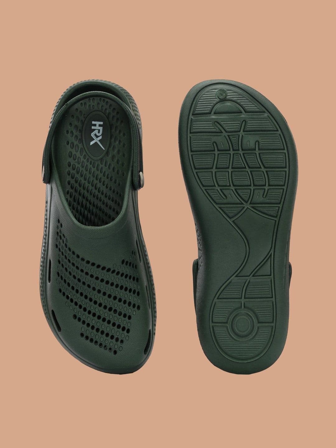 HRX by Hrithik Roshan Men Green Self Design Rubber Clogs thumbnail 7