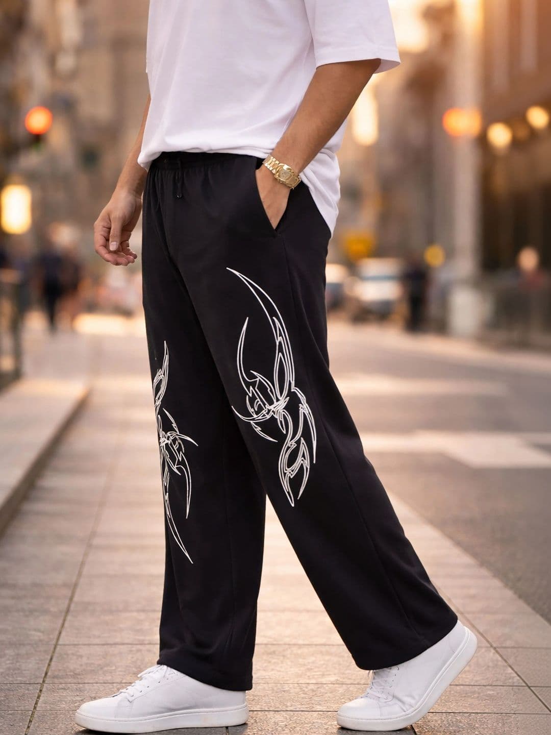 HERE&NOW Men Regular Fit Abstract Track Pants thumbnail 2
