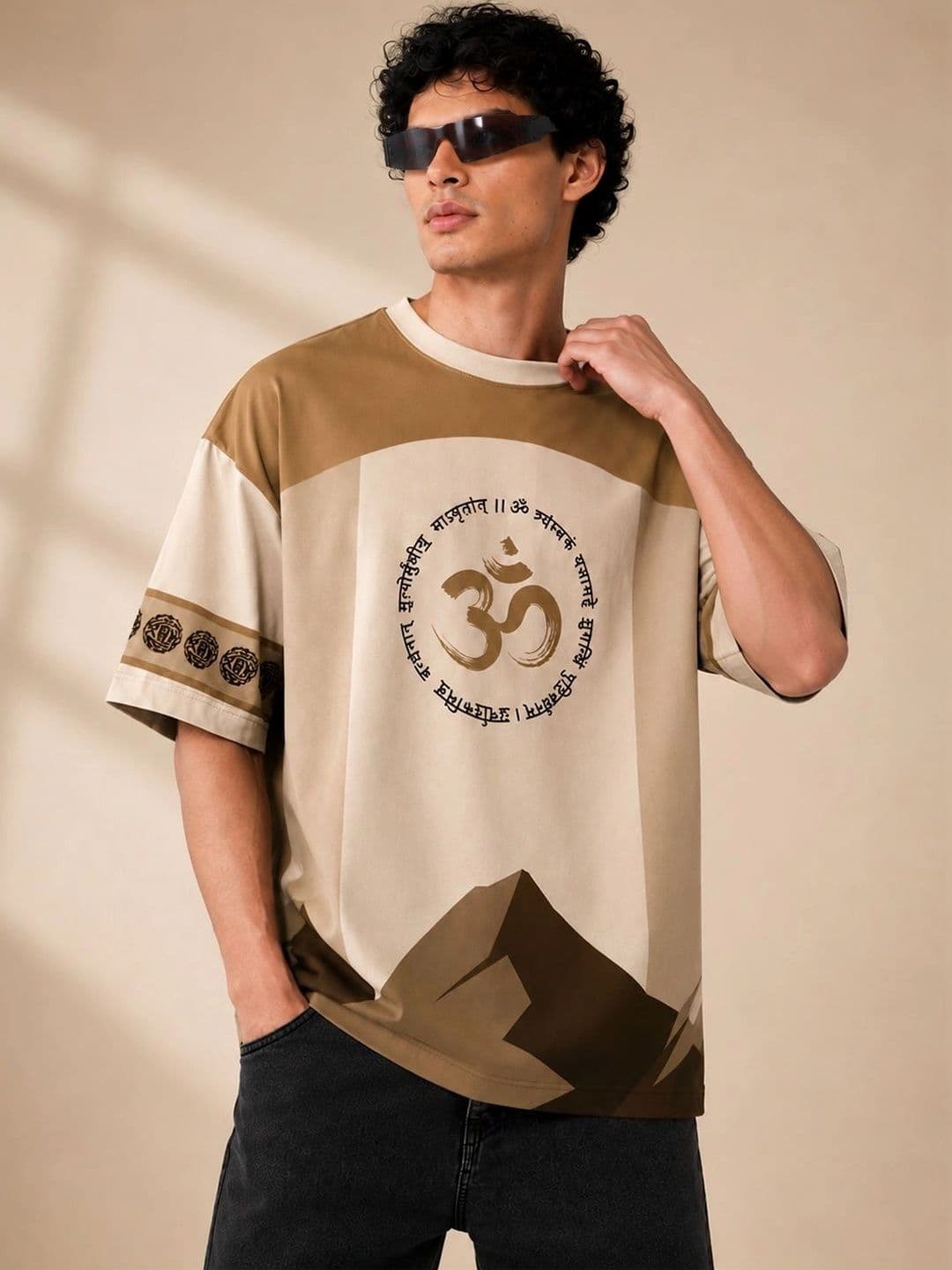 Leotude Men Printed Drop-Shoulder Sleeves T-shirt thumbnail 4