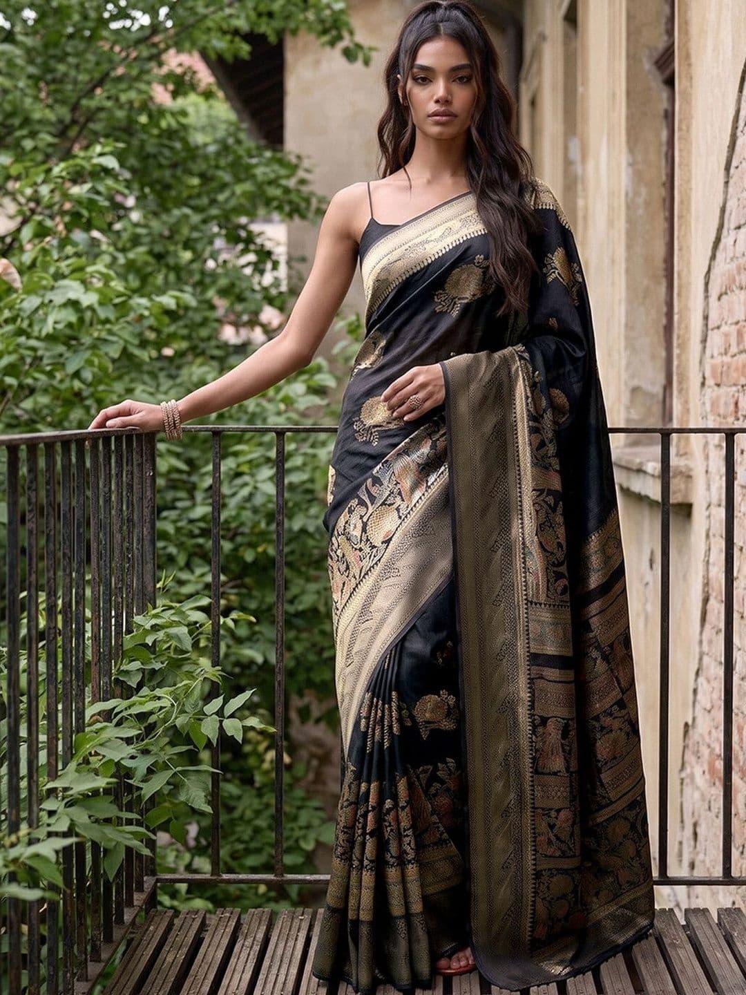 SAARA Woven Design Zari Silk Blend Saree - view 1