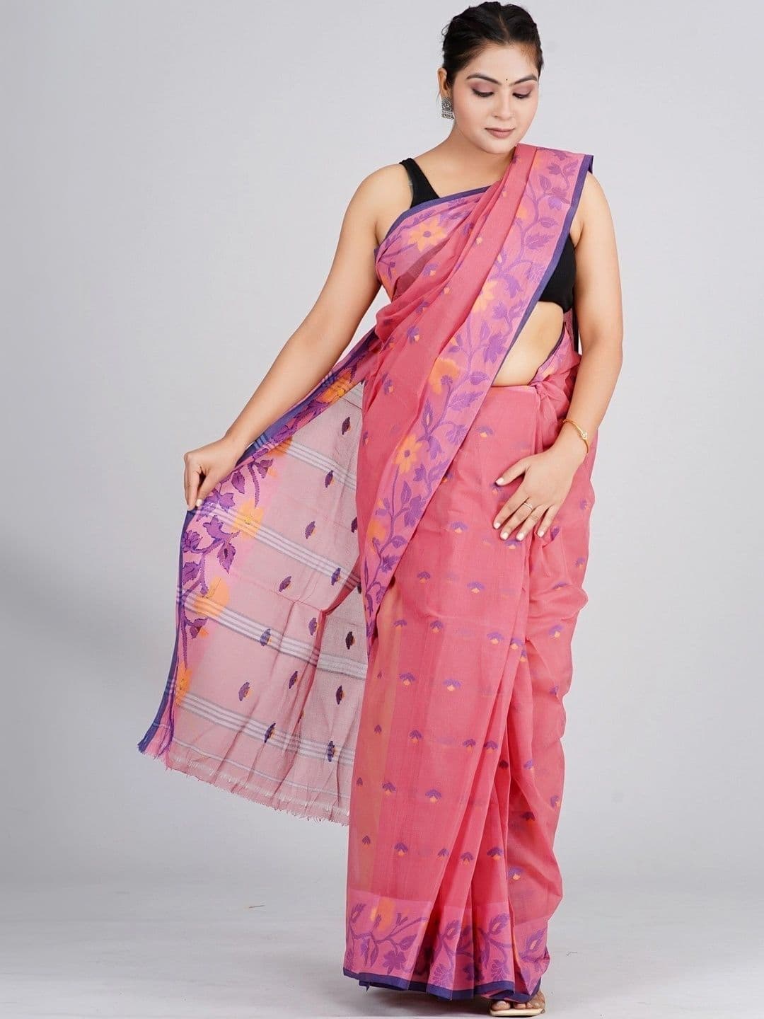 TANTSHREE Floral Pure Cotton Saree thumbnail 4