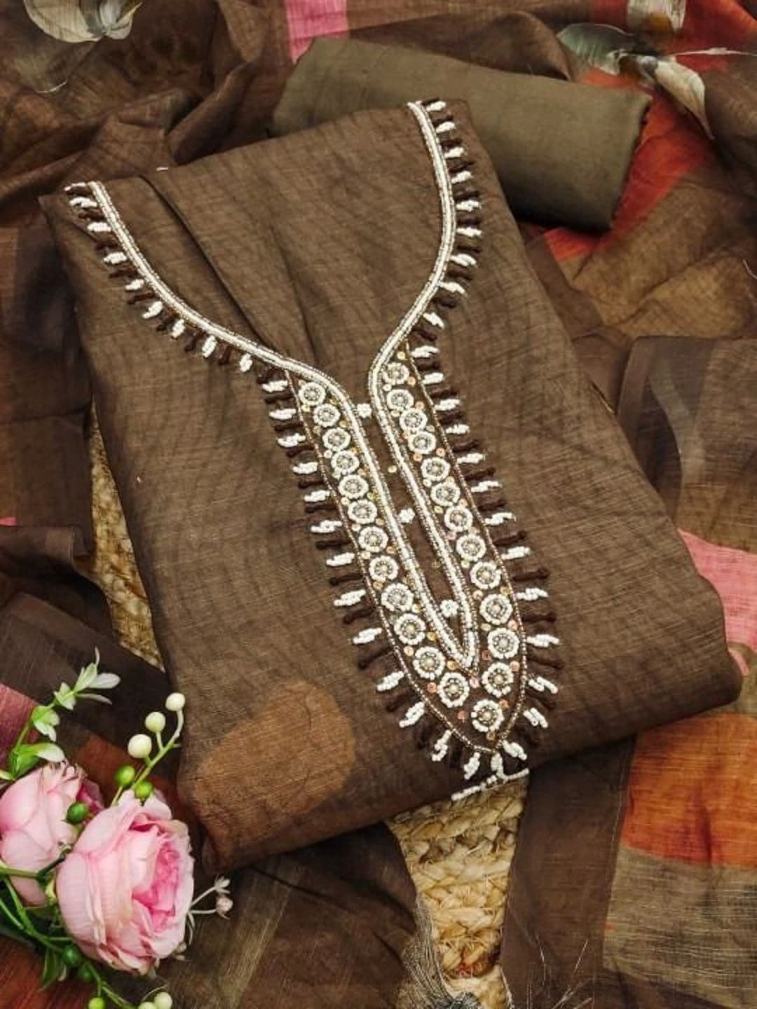 WaCraz Printed Pure Cotton Semi-Stitched Dress Material - view 1