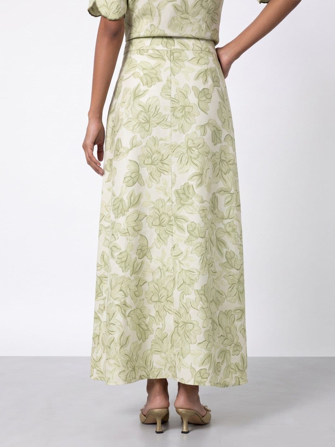 Phosphorus Women Floral Printed Midi A-Line Skirt thumbnail 4