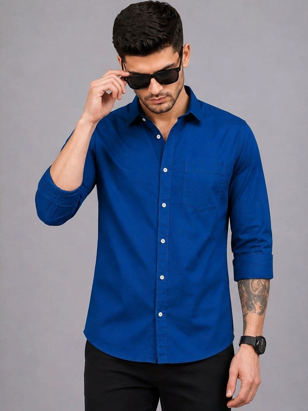 Roadster Men Blue Solid Regular Fit Casual Shirt - view 1
