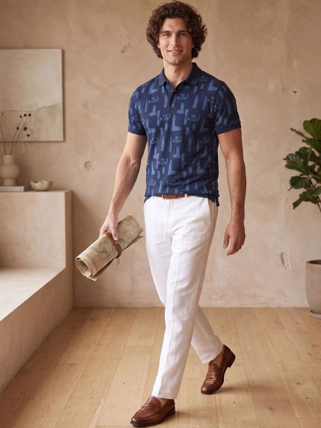 Roadster Men Printed Polo Collar T-shirt thumbnail 2