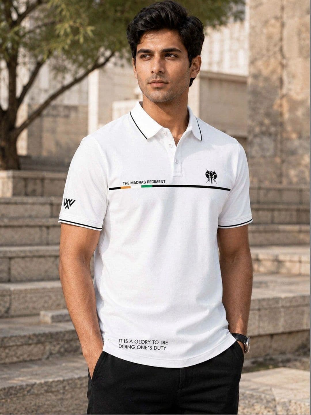 Warrior World Men Typography Printed Polo Collar T-shirt thumbnail 5