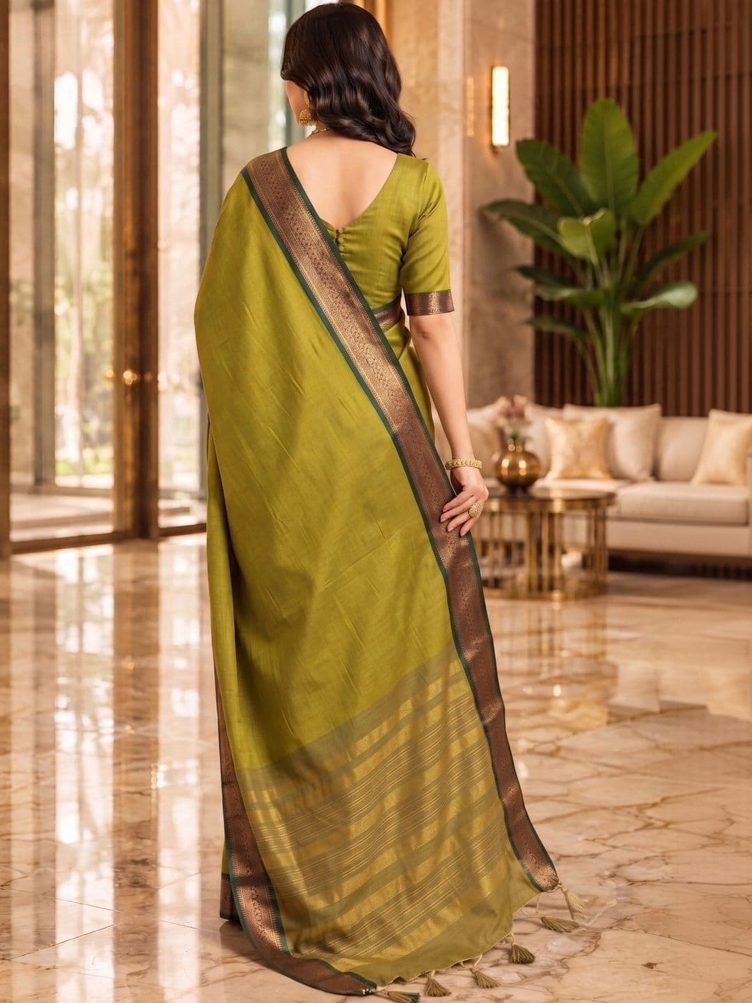 Owee Zari Silk Cotton Designer Narayan Peth Saree thumbnail 5