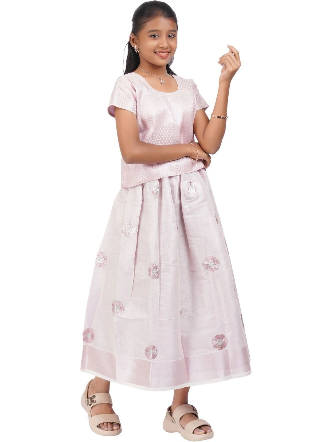SKV ETHNIVERSE Girls Thread Work Ready to Wear Lehenga & thumbnail 4