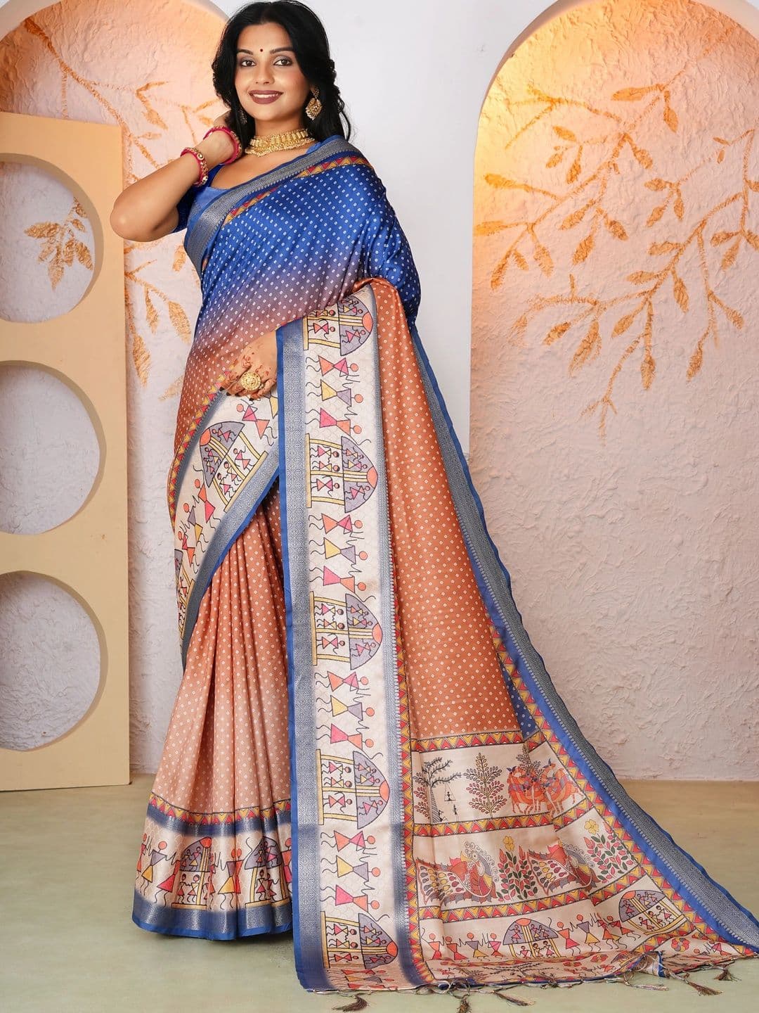 NARIVESH TRENDS Warli Silk Blend Saree - view 1