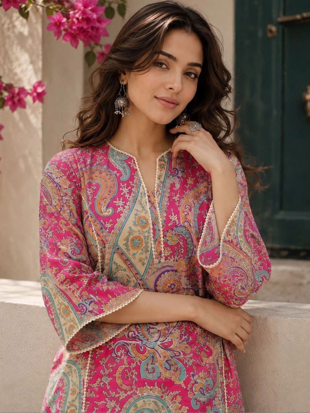 Tabeedah Women Paisley Printed Indie Prints Handloom Kurta - view 1