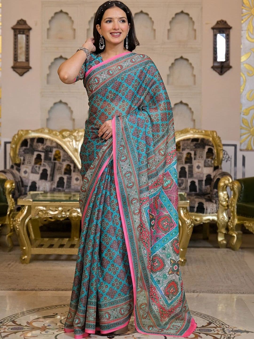 KALINI Woven Design Pure Georgette Saree - view 1