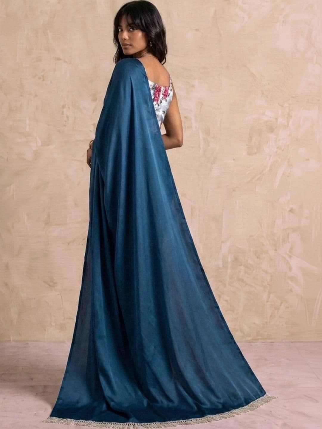 SAARA Floral Satin Saree thumbnail 7