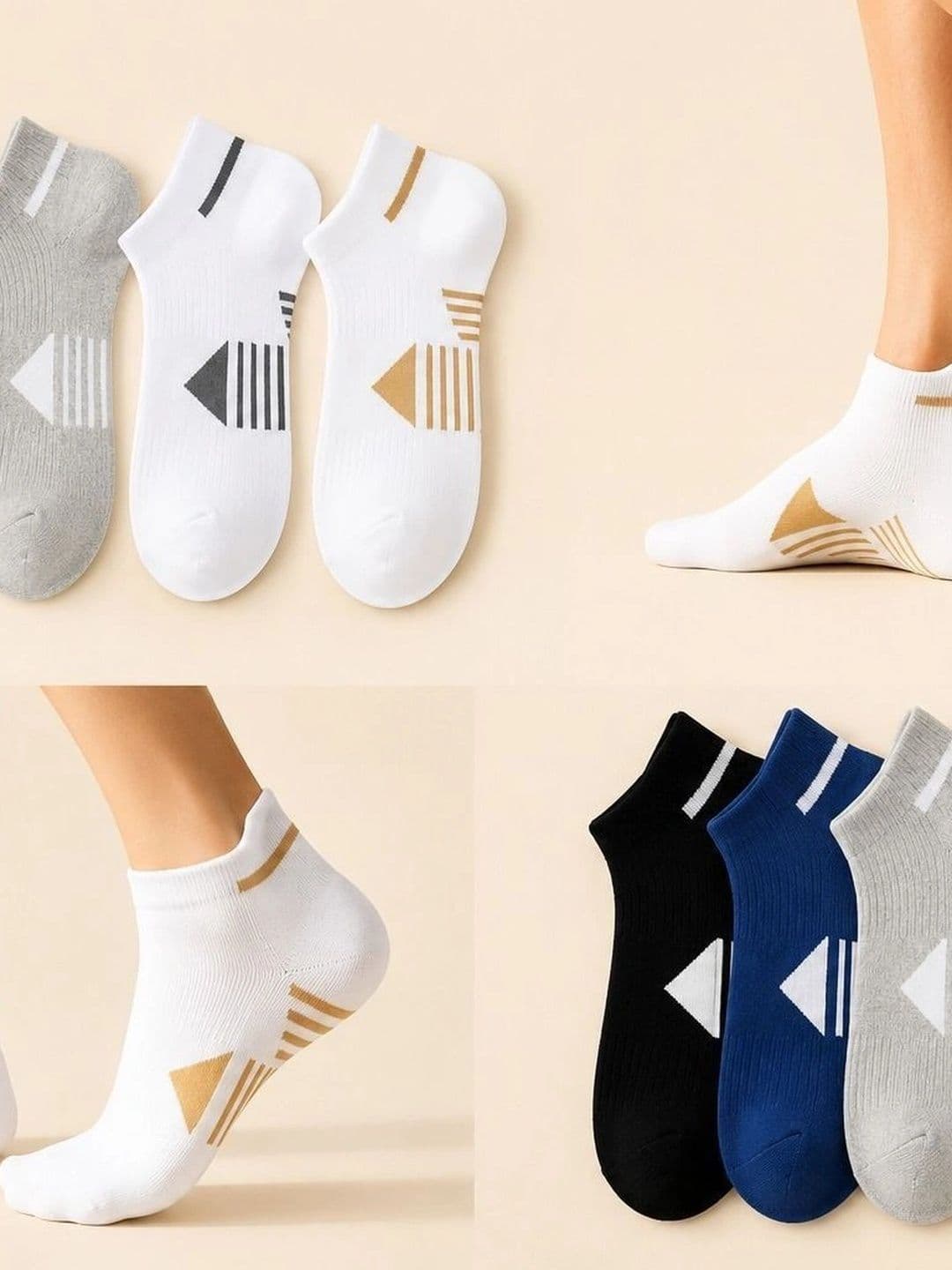 MERCEHIVE Men Pack of 5 Cotton Patterned Ankle Length Socks thumbnail 5