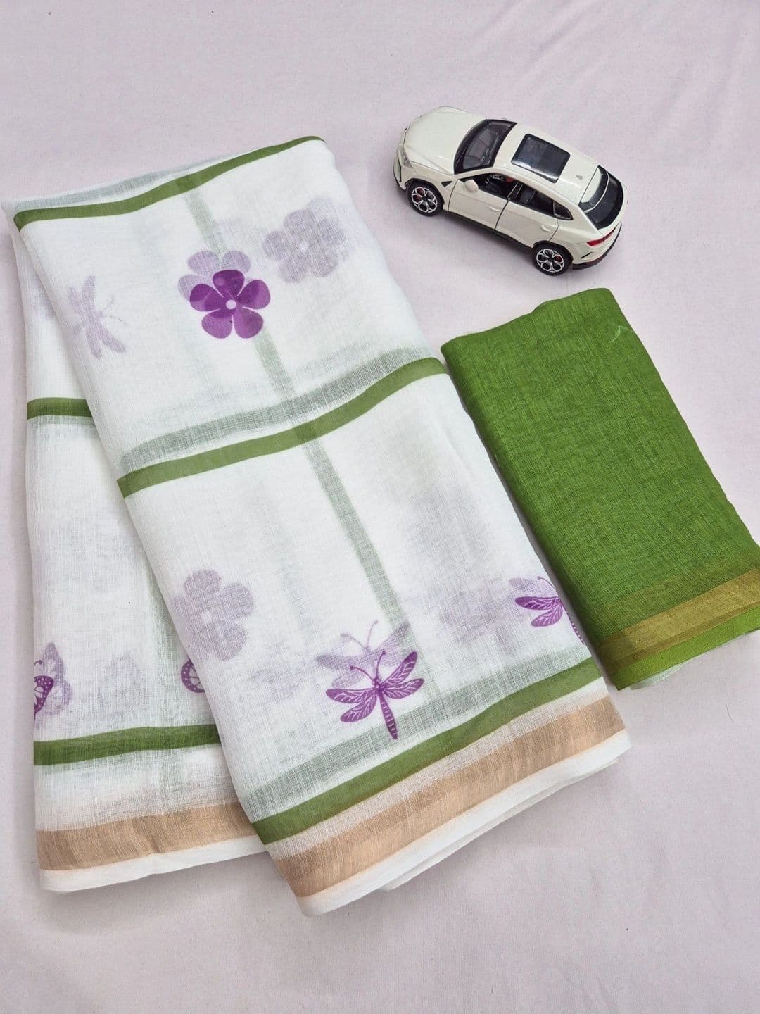 Sakhi Ethnic Wear Floral Embroidered Linen Blend Fusion Saree thumbnail 2