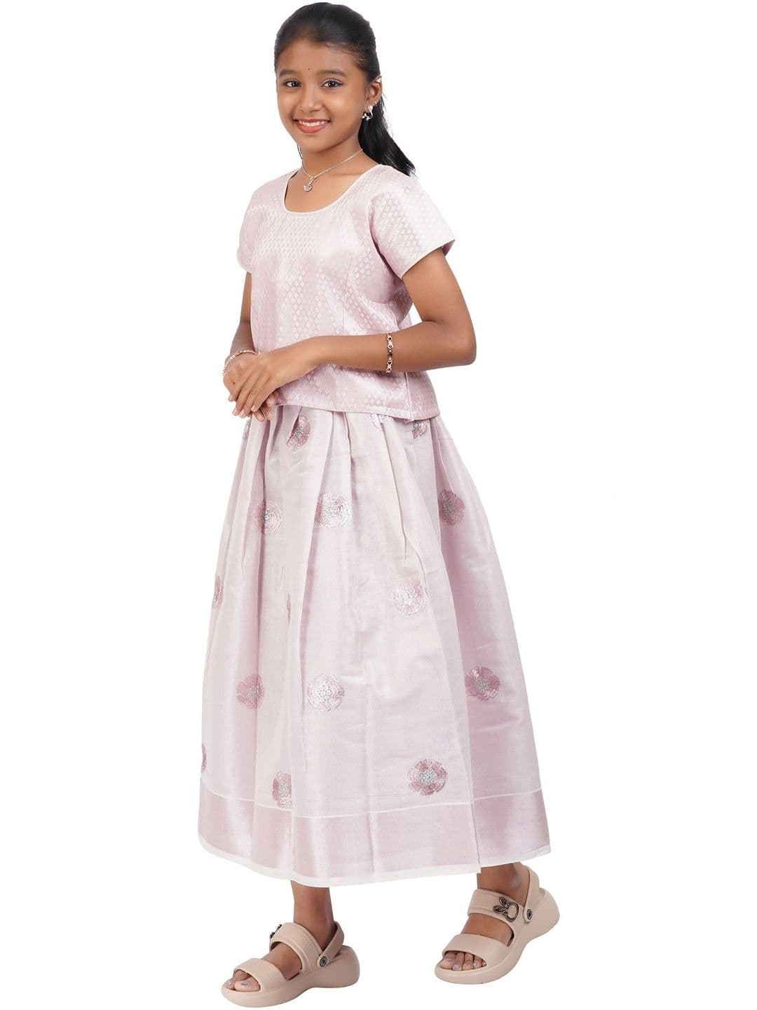 SKV ETHNIVERSE Girls Thread Work Ready to Wear Lehenga & thumbnail 3
