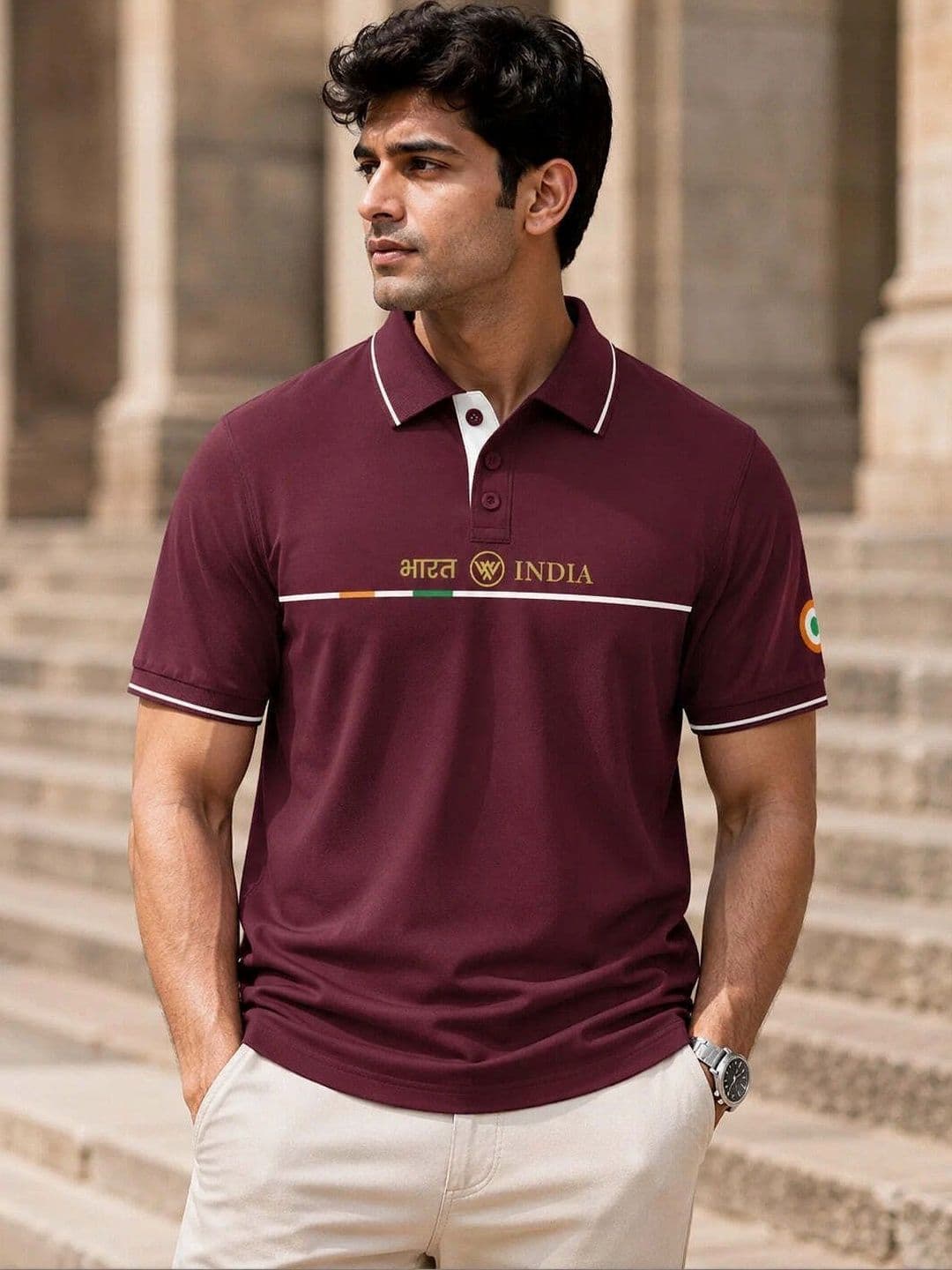 Warrior World Men Typography Printed Polo Collar Pure Cotton T-shirt thumbnail 7