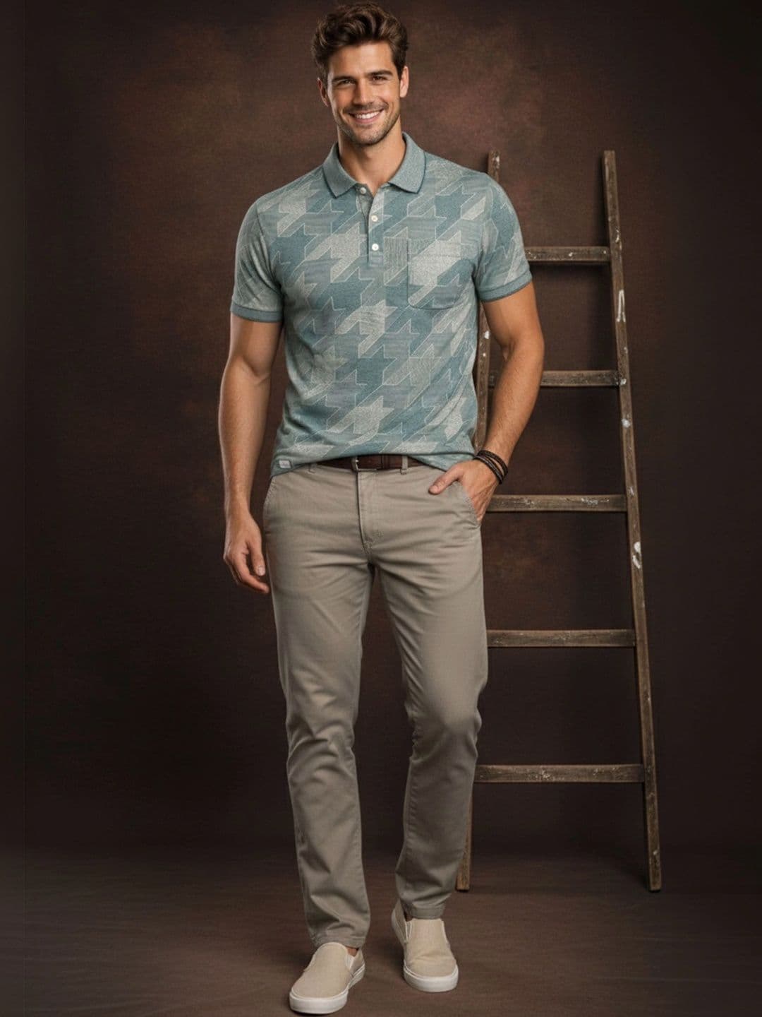 Roadster Men Printed Polo Collar Pockets T-shirt thumbnail 6
