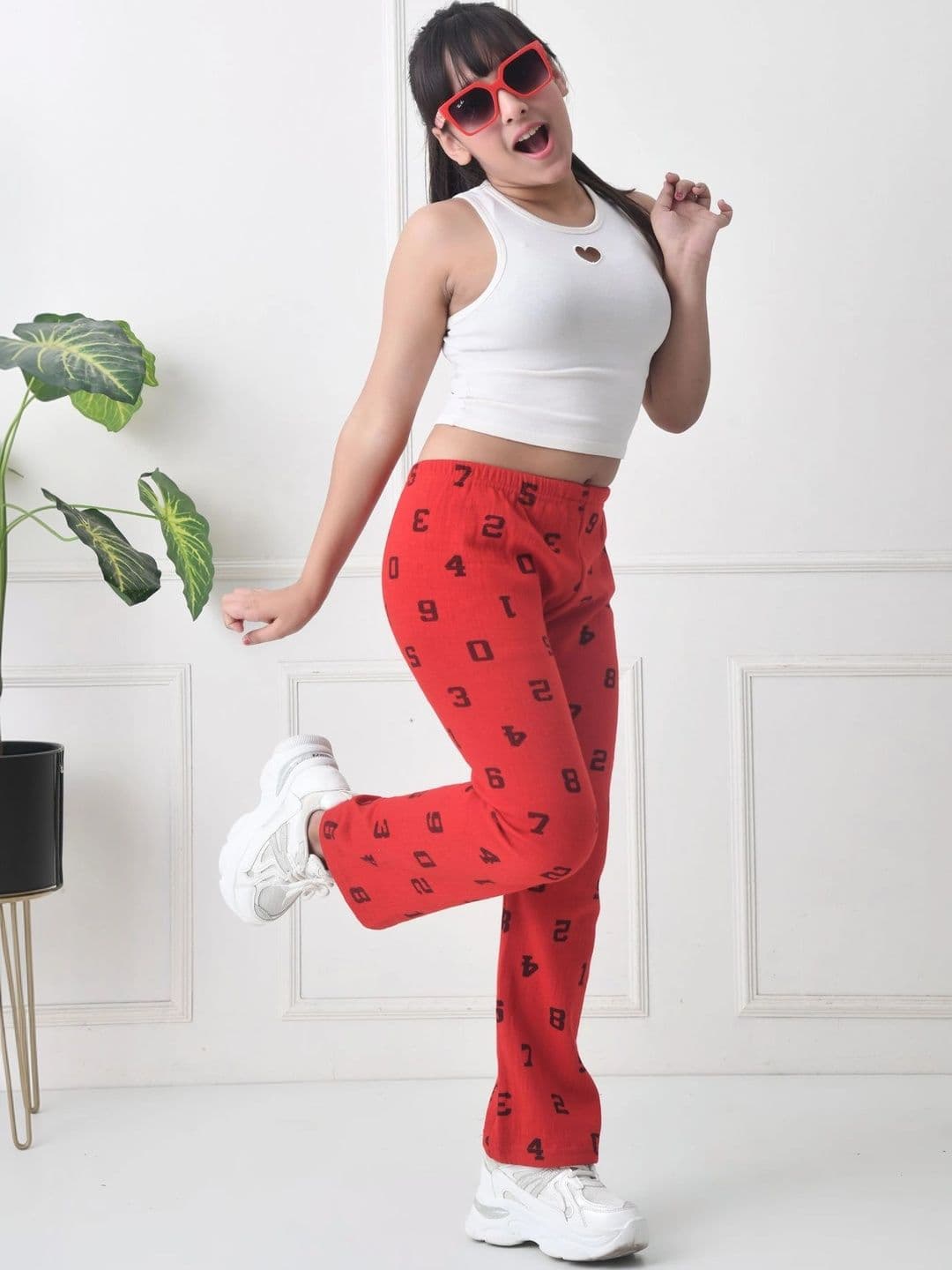 BAESD Girls Printed Knitted Palazzos thumbnail 4