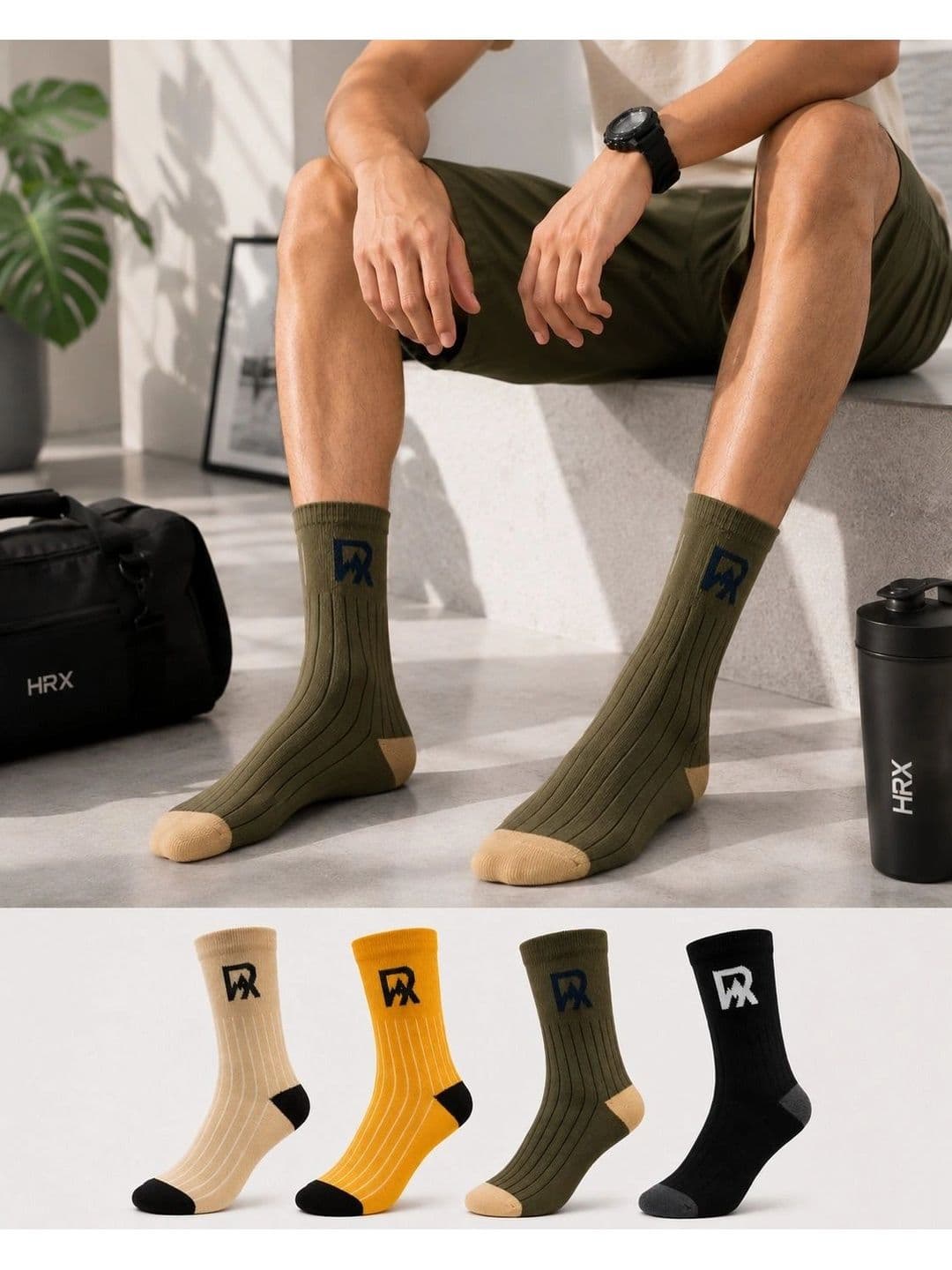 Roadster Men Pack of 4 Cotton Blend Assorted Striped Above Ankle Socks thumbnail 4