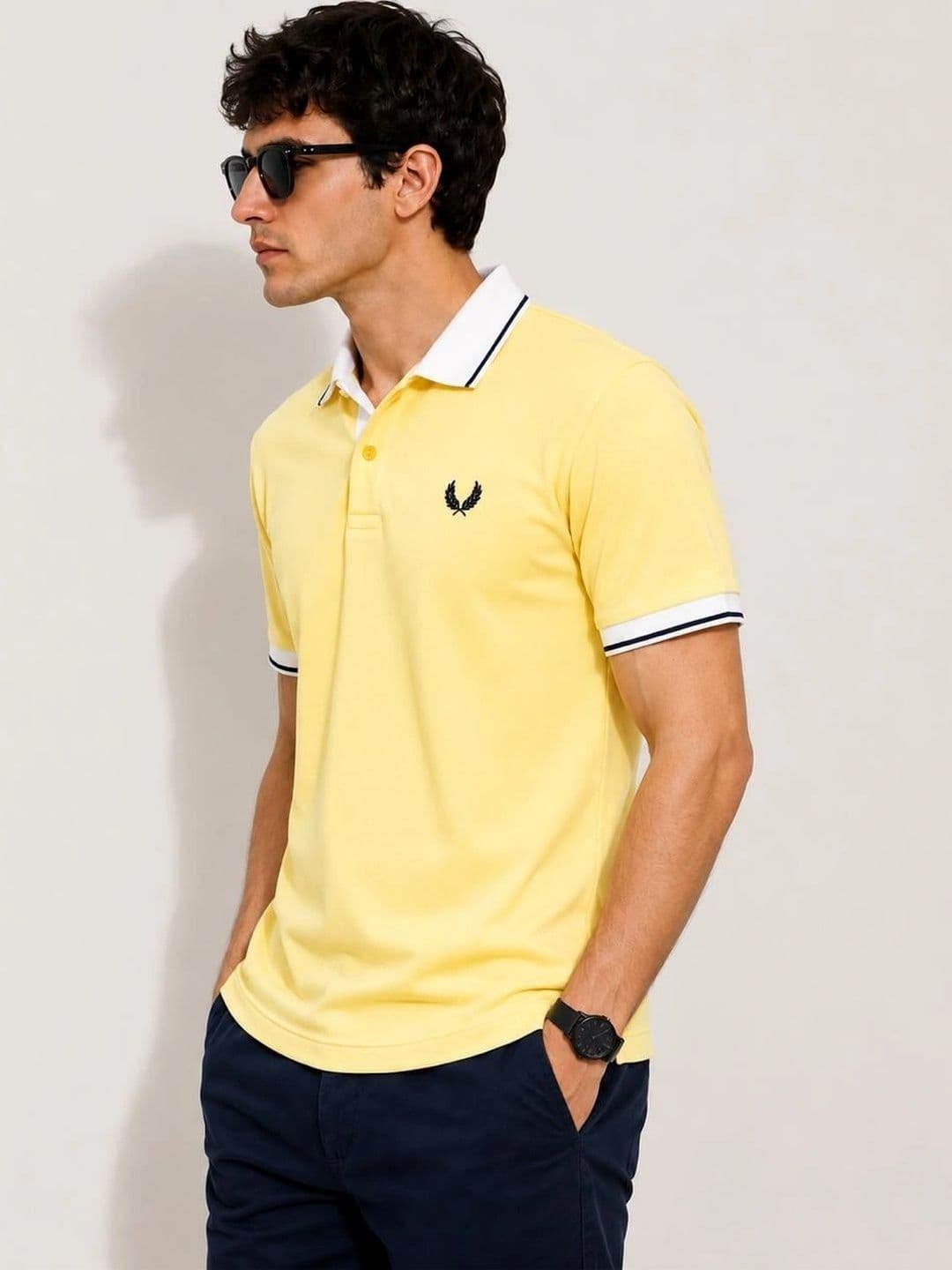 Here & Now X Raves Men Brand Logo Polo Collar T-shirt thumbnail 4