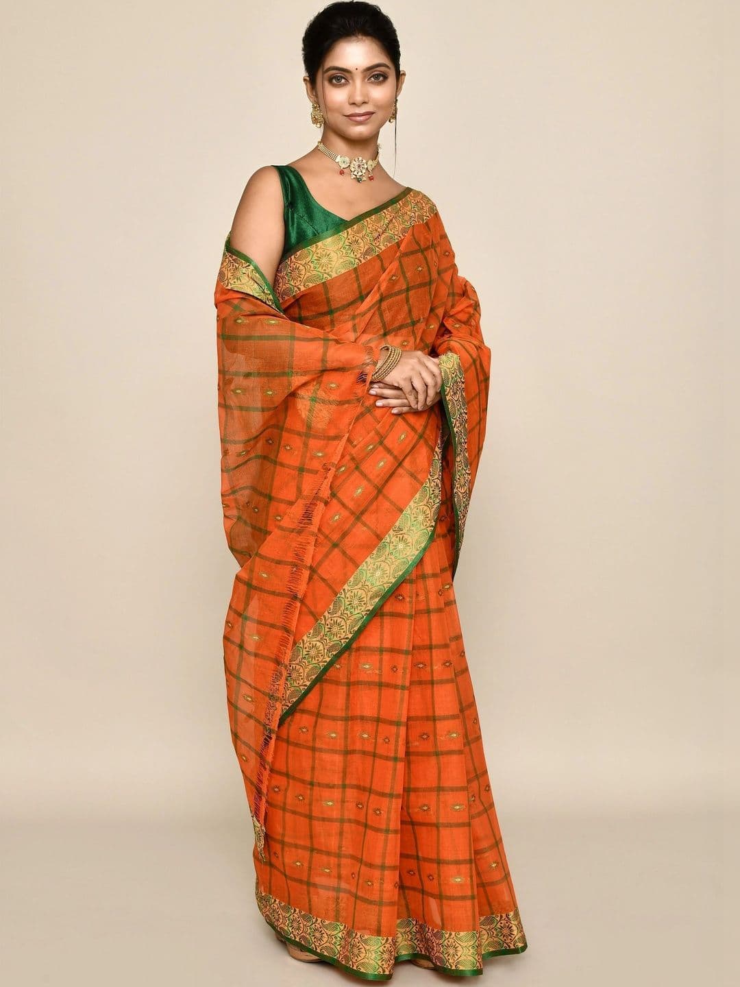TANTSHREE Woven Design Pure Cotton Saree thumbnail 4