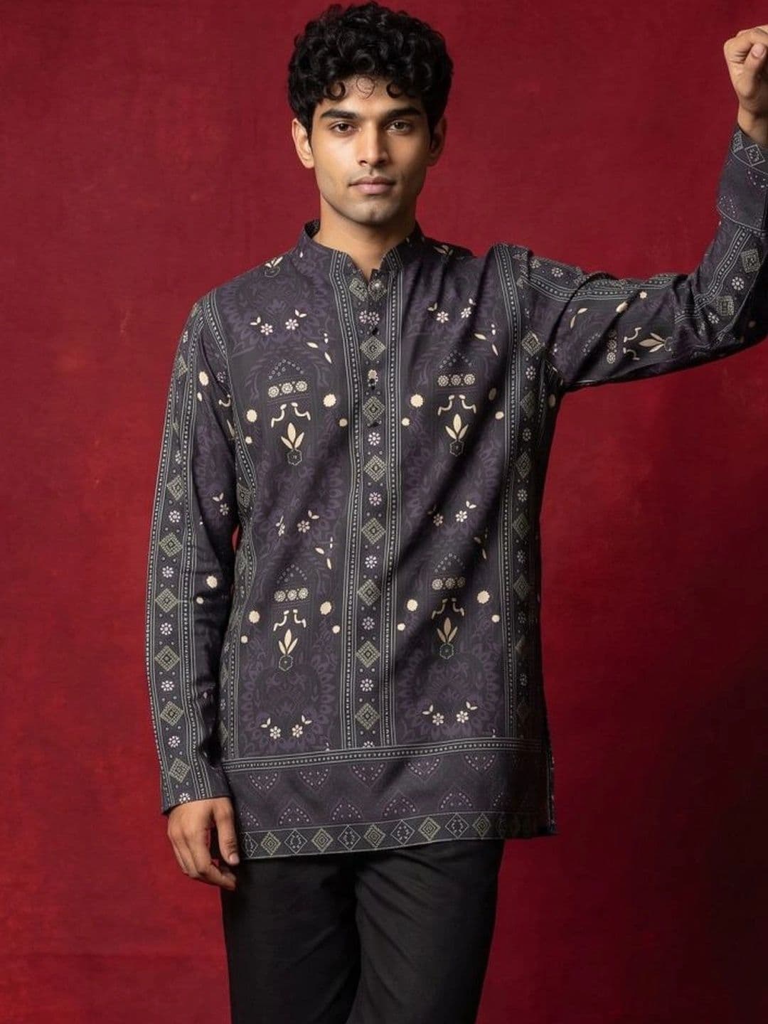 Jompers Men Ethnic Motifs Printed Kurta thumbnail 3