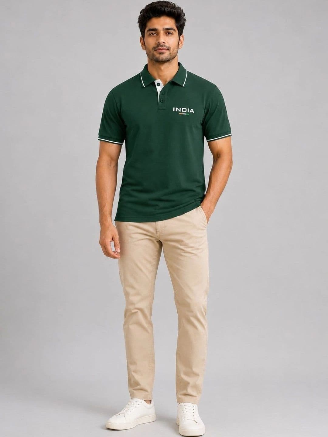 Warrior World Men Typography Polo Collar Pure Cotton T-shirt thumbnail 3