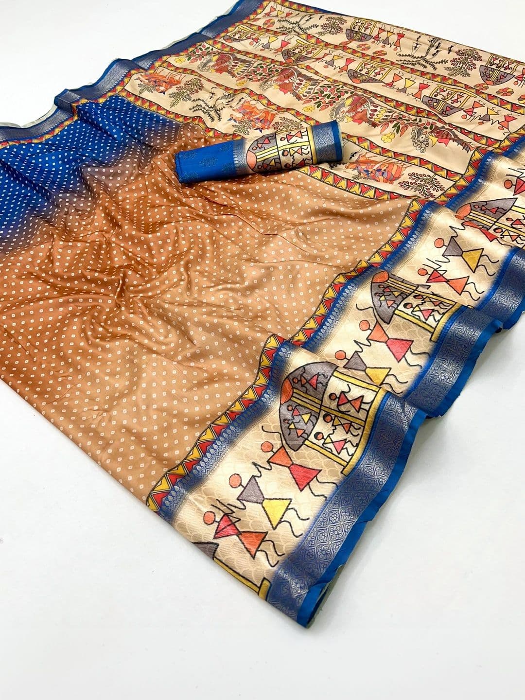 NARIVESH TRENDS Warli Silk Blend Saree thumbnail 2