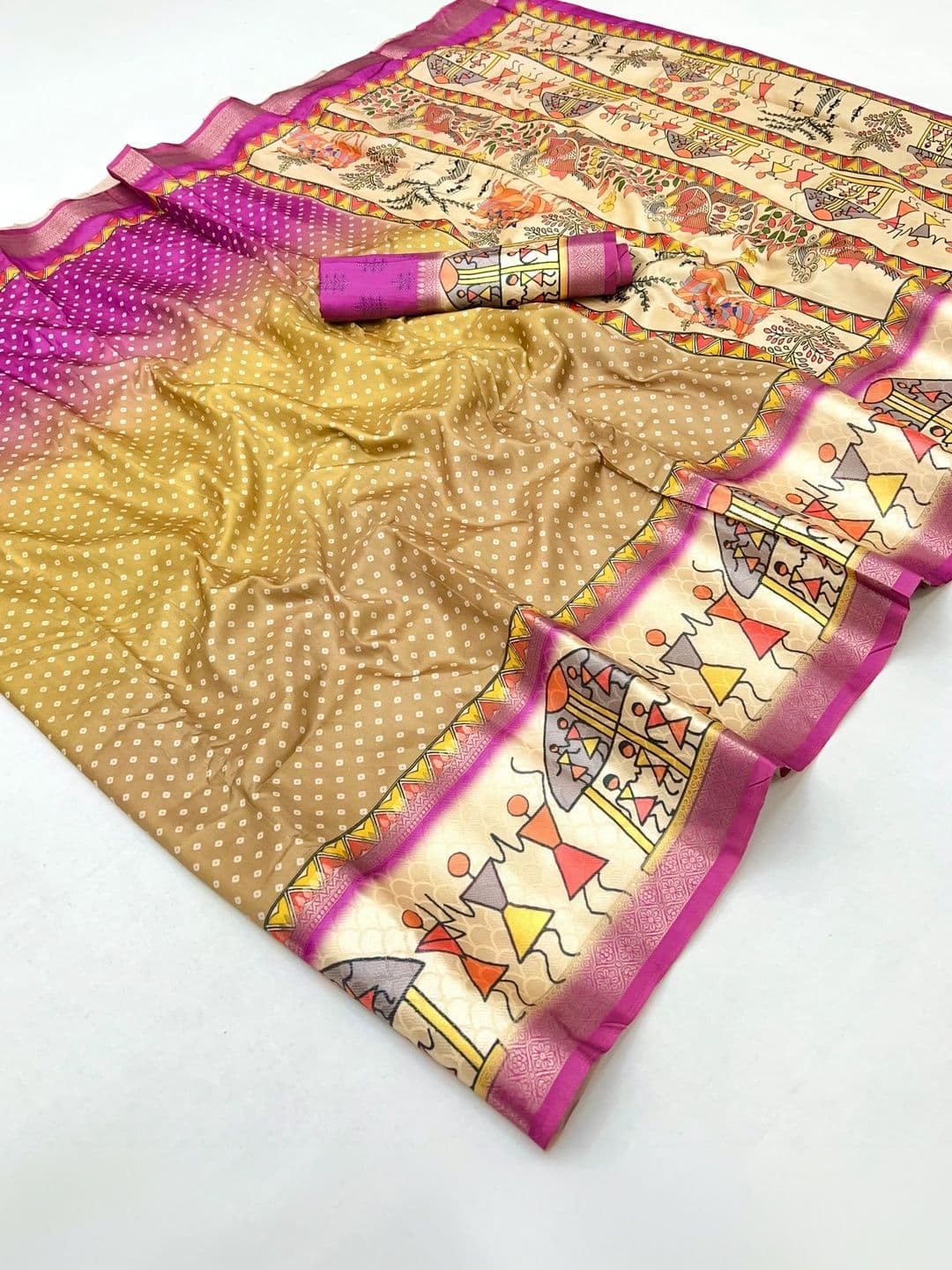 NARIVESH TRENDS Warli Silk Blend Saree thumbnail 3