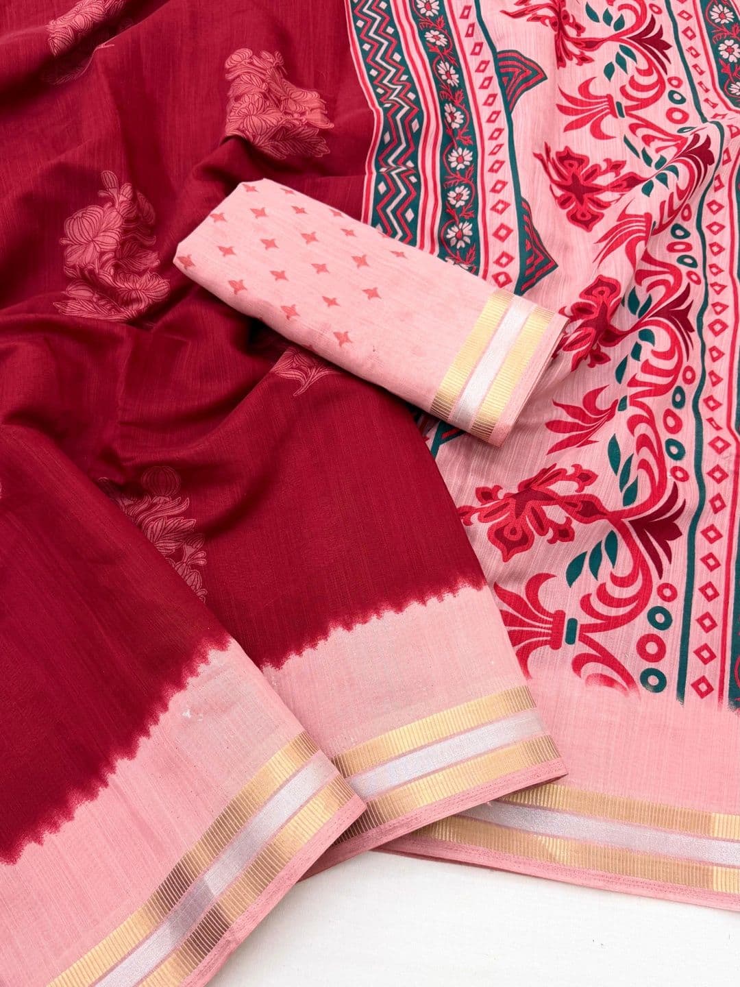 NARIVESH TRENDS Women's Woven Design Saree with Floral Printed Pallu & Blouse Piece thumbnail 2