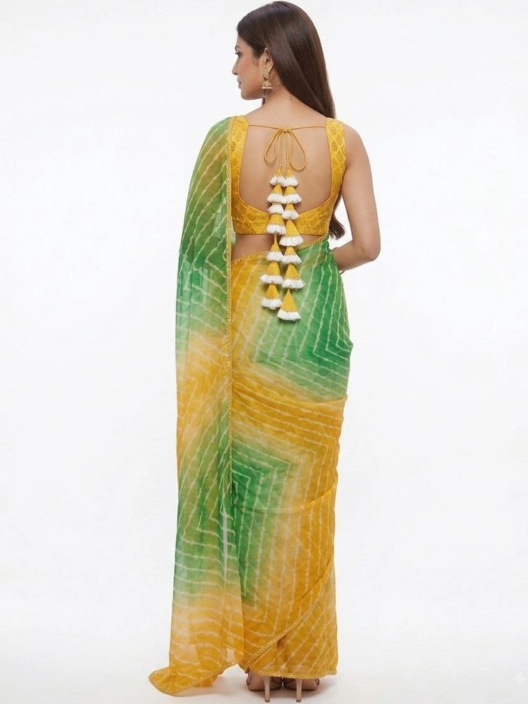 DEVI FASHIONS LLP Leheriya Poly Georgette Saree thumbnail 2