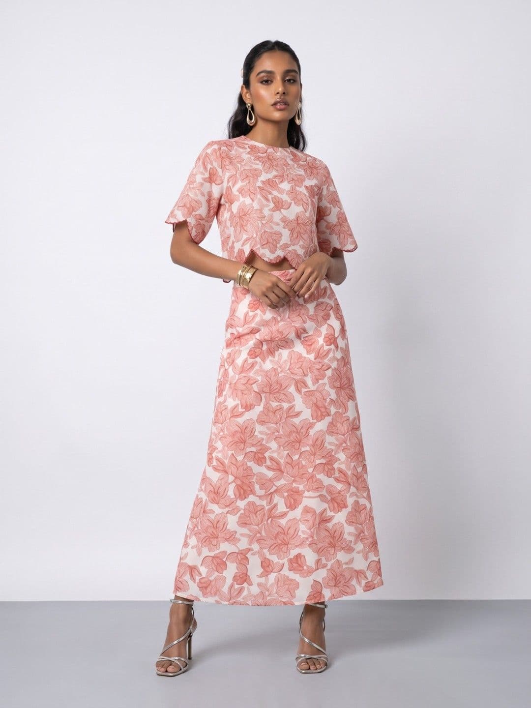 Phosphorus Women Floral Printed Midi A-Line Skirt thumbnail 3